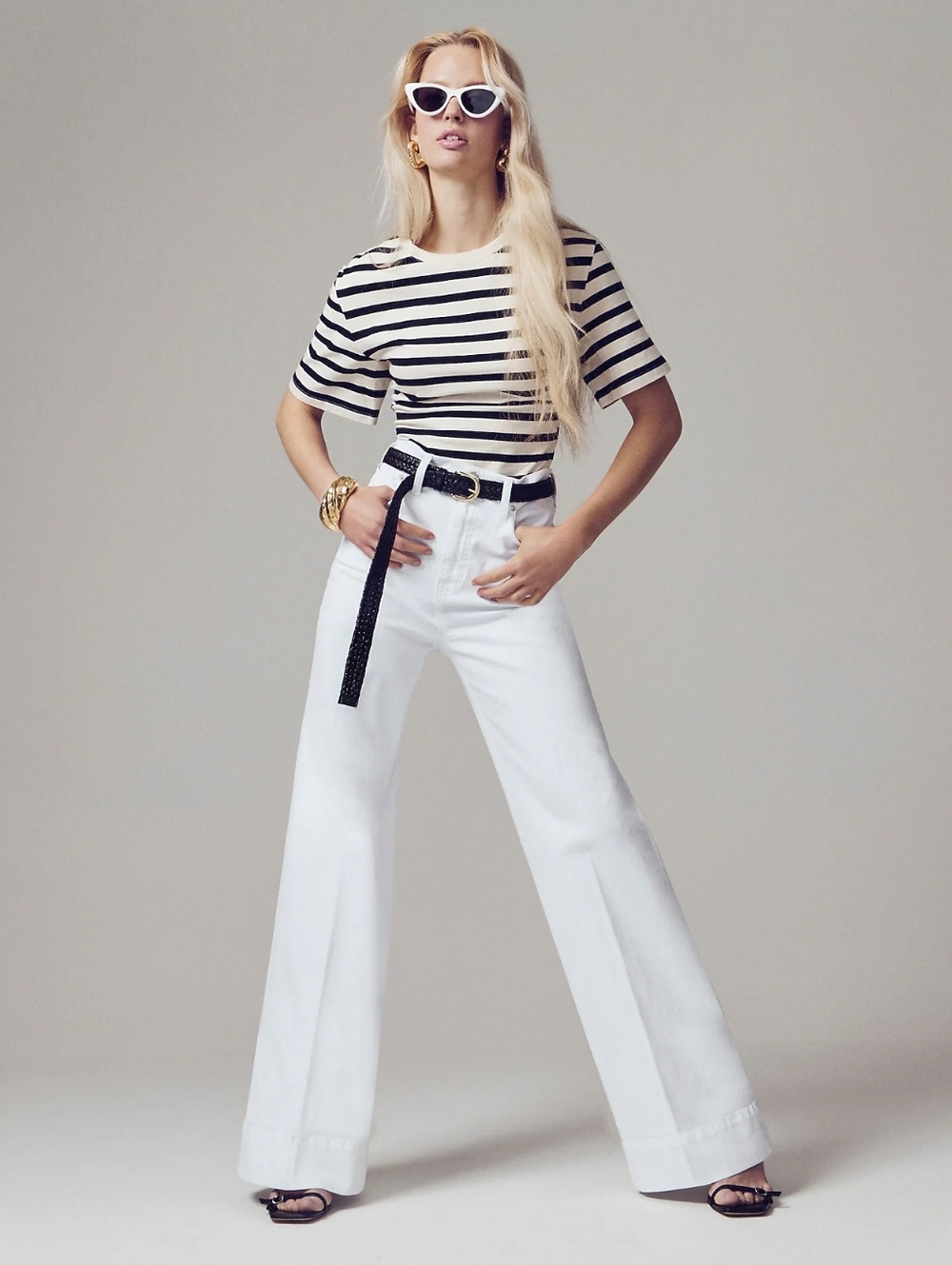 J. Crew White Wide-Leg High-Rise Trouser Jeans